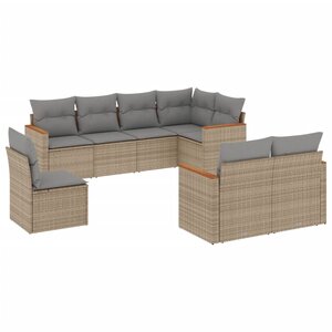 vidaXL Salon de jardin avec coussins 8 Pièces beige résine tressée