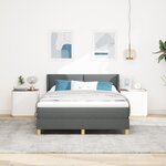 vidaXL Lit à ressorts avec matelas gris foncé  140 x 190 cm  en tissu
