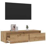 vidaXL Meuble TV avec lumières LED chêne artisanal 100X35 5x25 cm