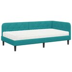 vidaXL Cadre de lit d'angle Turquoise 90 x 200 cm Velours