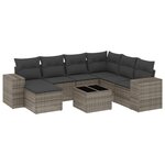 vidaXL Salon de jardin 8 Pièces avec coussins gris résine tressée