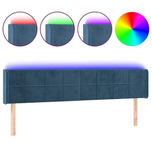 vidaXL Tête de lit à LED Bleu foncé 163x16x78/88 cm Velours