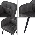 Lot de 2 chaises de salle à manger salon design moderne cuisine 81 x 57 x 53 cm gris foncé noir 03_0009605