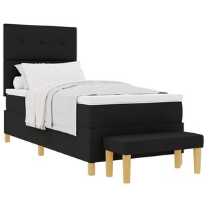 vidaXL Lit à ressorts avec tête de lit Noir 200 x 90 cm tissu