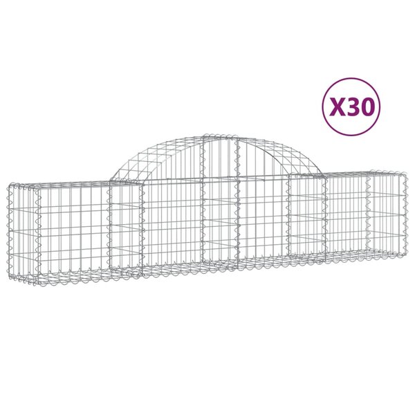 vidaXL Paniers à gabions arqués 30 Pièces 200x30x40/60 cm Fer galvanisé