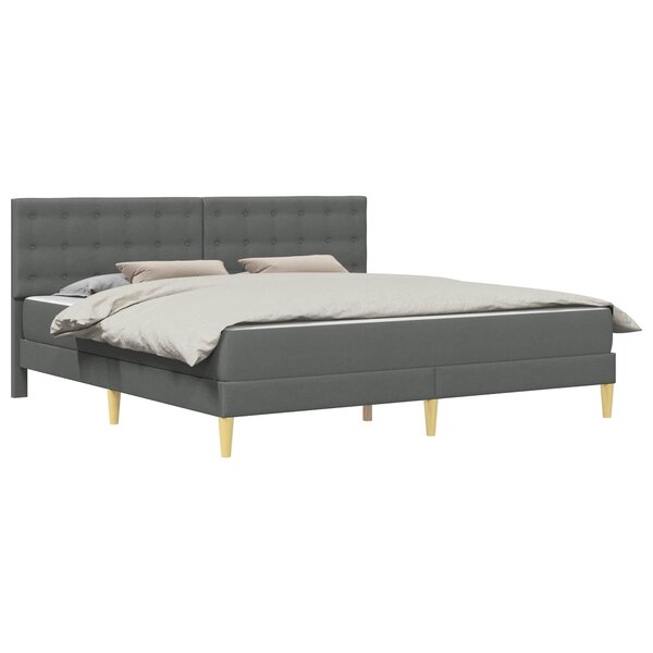 vidaXL Cadre de lit avec matelas Gris foncé 180 x 200 cm Tissu