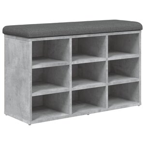 vidaXL Banc à chaussures gris béton 82x32x50 cm bois d'ingénierie