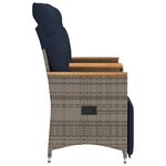 vidaXL Canapé de jardin inclinable 2 places avec Table en résine tressée grise