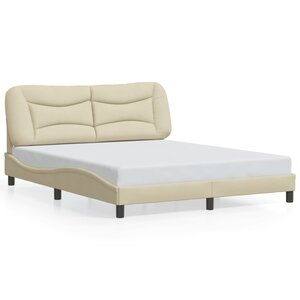 vidaXL Cadre de lit sans matelas Hvar crème 160x200 cm tissu