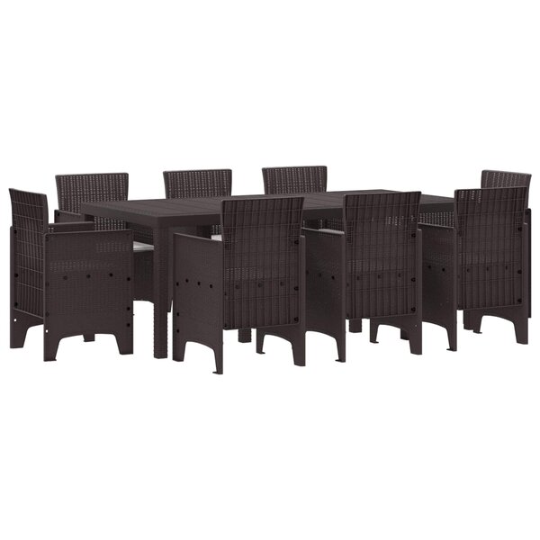 vidaXL Ensemble de salle à manger pour jardin 9 Pièces Marron