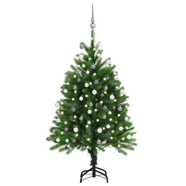 vidaXL Arbre de Noël artificiel pré-éclairé et boules 120 cm vert