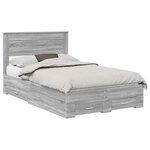 vidaXL Cadre de lit Gris Sonoma 135 x 190 cm Bois d'ingénierie