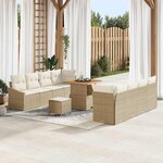vidaXL Ensemble de canapé de jardin 11 Pièces Beige Poly rotin