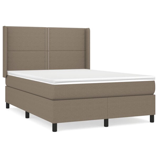 vidaXL Sommier à lattes de lit avec matelas Taupe 140x200 cm Tissu