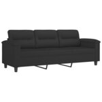 vidaXL Ensemble de canapés 3 Pièces avec coussins noir tissu microfibre