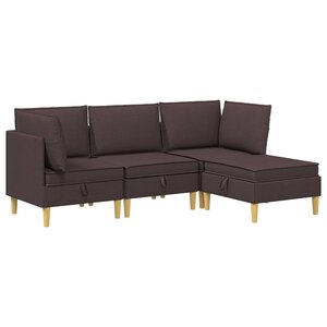 vidaXL Canapé modulaire avec rangement 4 Pièces Marron foncé Tissu