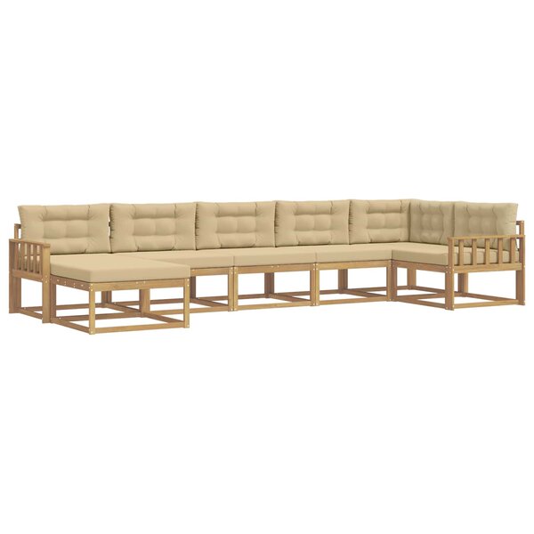 vidaXL Ensemble de canapés d'extérieur 7 pc Blanc et Beige