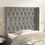 vidaXL Tête de lit avec oreilles Gris clair 93x16x118/128 cm Velours