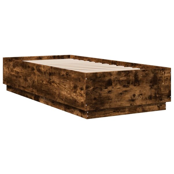 vidaXL Cadre de lit chêne fumé 100x200 cm bois d'ingénierie