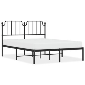 vidaXL Cadre de lit métal avec tête de lit noir 135x190 cm