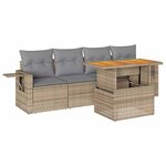 vidaXL Salon de jardin avec coussins 5 Pièces beige résine tressée