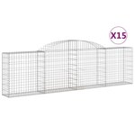 vidaXL Paniers à gabions arqués 15 Pièces 300x30x80/100 cm fer galvanisé