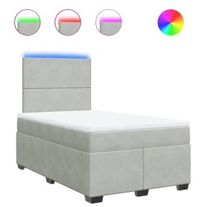 vidaXL Sommier à lattes de lit et matelas Gris clair 120x200cm Velours