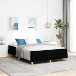 vidaXL Lit à ressorts Noir  Marron 140 x 200 cm Tissu  Bois Engineered