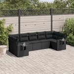 vidaXL Salon de jardin 7 Pièces avec coussins noir résine tressée