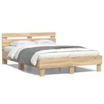 vidaXL Cadre de lit avec tête de lit chêne sonoma 135x190 cm