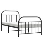 vidaXL Cadre de lit métal sans matelas avec pied de lit noir 107x203cm