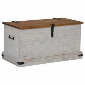 vidaXL Coffre de rangement HALDEN blanc 91x48x47 cm bois massif pin