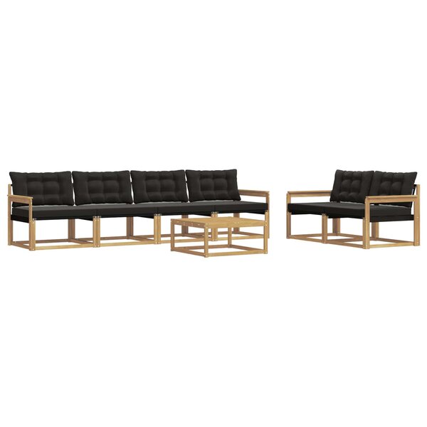 vidaXL Ensemble de canapés d'extérieur 7 pc Blanc et noir