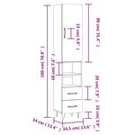 vidaXL Buffet haut Blanc 34 5x34x180 cm Bois d'ingénierie