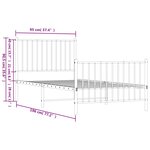 vidaXL Cadre de lit métal sans matelas avec pied de lit blanc 90x190cm