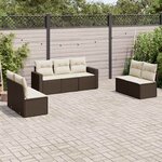 vidaXL Salon de jardin avec coussins 7 Pièces marron résine tressée