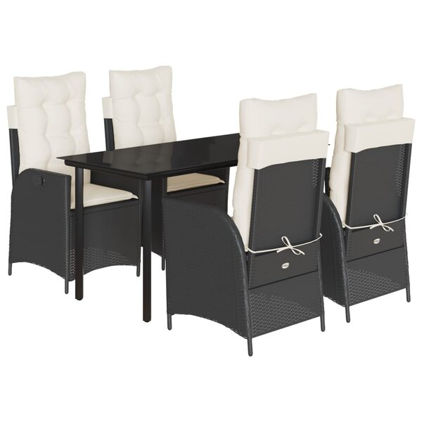 vidaXL Ensemble à manger de jardin coussins 5Pièces Noir Résine tressée