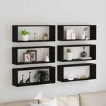 vidaXL Étagères murales avec étagère 6 Pièces Chêne noir 60 x 15 x 23 cm