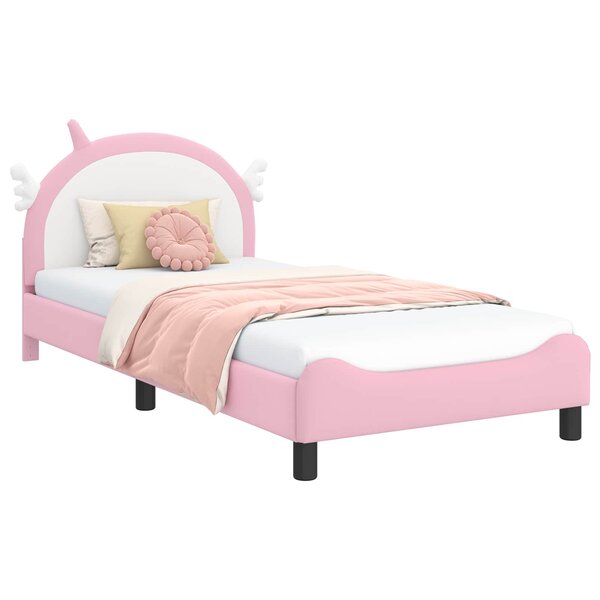 vidaXL Cadre de lit pour enfants avec tête de lit Rose 90 x 200 cm PU