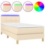 vidaXL Sommier à lattes de lit avec matelas LED Crème 100x200 cm Tissu
