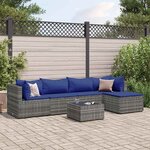 vidaXL Salon de jardin 6 Pièces avec coussins Gris Résine tressée