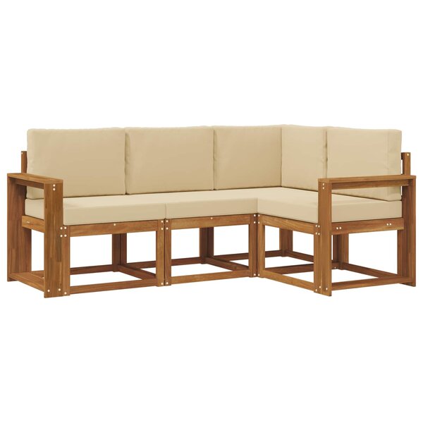 vidaXL Ensemble de canapés d'extérieur 4 Pièces Naturel et Beige