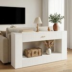 vidaXL Table console Blanc Brillant 155 x 29 x 74 cm Bois d’ingénierie