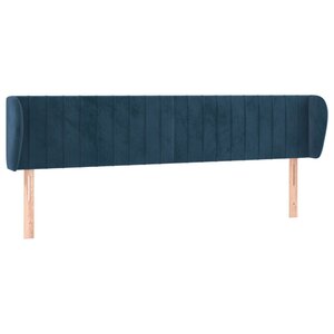vidaXL Tête de lit avec oreilles Bleu foncé 203x23x78/88 cm Velours