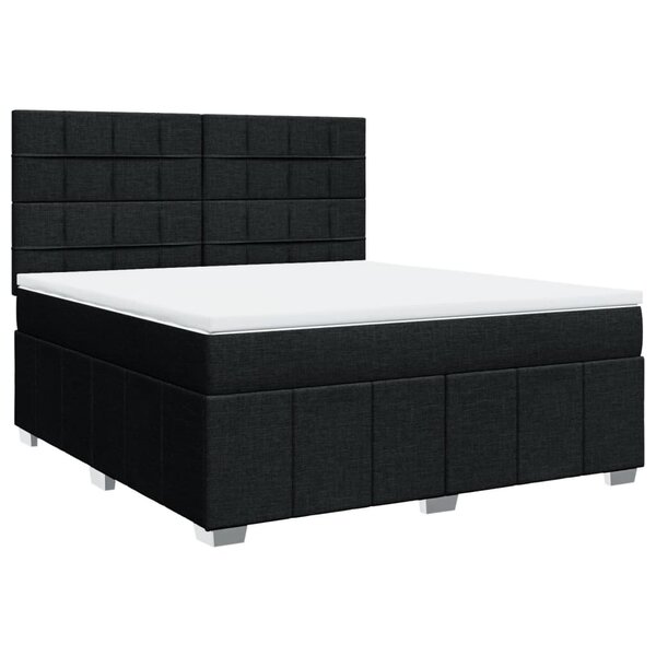 vidaXL Sommier à lattes de lit avec matelas Noir 180x200 cm Tissu