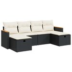 vidaXL Salon de jardin 6 Pièces avec coussins noir résine tressée