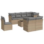 vidaXL Salon de jardin avec coussins 9 Pièces beige résine tressée