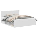 vidaXL Cadre de lit avec tête de lit Blanc 160 x 200 cm Pin massif