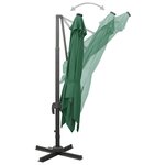 vidaXL Parasol de jardin en porte-à-faux et mât et lumières LED vert