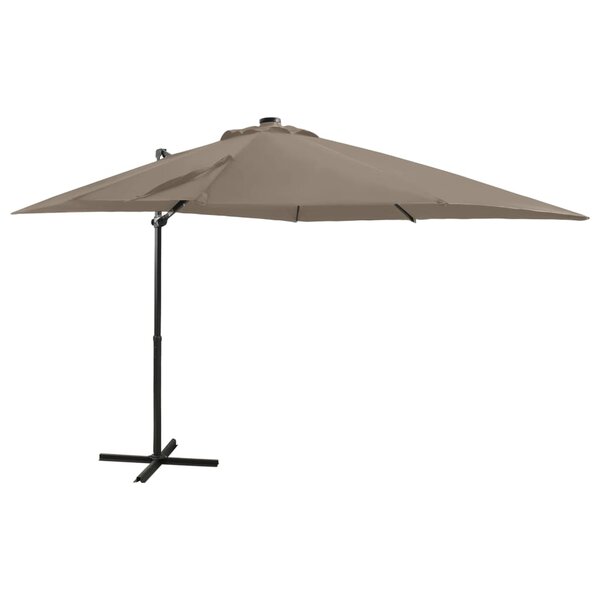 vidaXL Parasol déporté avec mât et lumières LED Taupe 250 cm